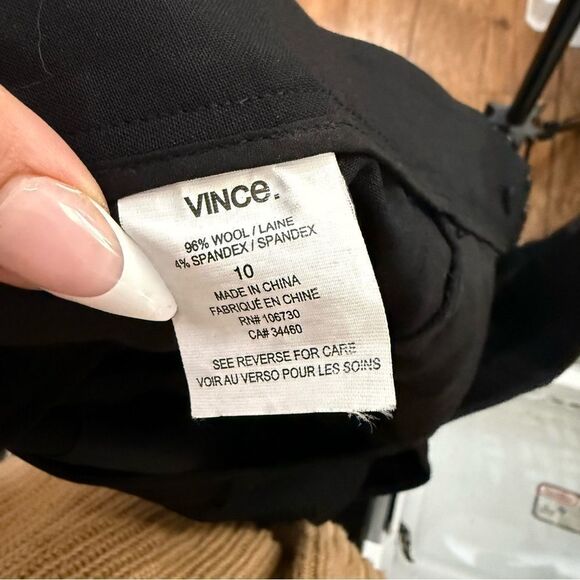 VINCE Black Wool Blend Tuxedo Trouser Pants - Picture 15 of 16